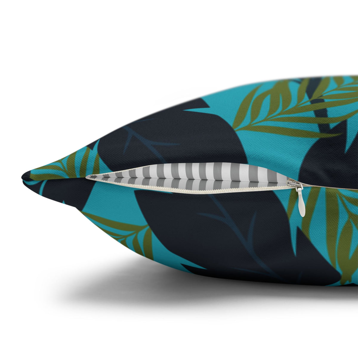 Botanical Navy Blue and Green Tropical Motif - Decorative Pillow Cover