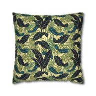 Botanical Navy Teal Green and Cream Tropical Motif - Decorative Pillow Cover