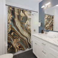 White Gold Agate Abstract - Shower Curtain