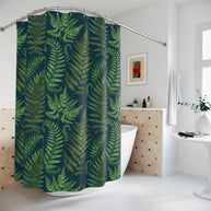 Ferns and Navy - Shower Curtain