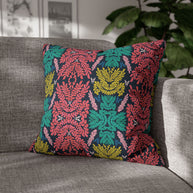 Pink Teal Blue and Mustard Botanical - Decorative Pillow Cover