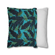 Botanical Navy Blue and Green Tropical Motif - Decorative Pillow Cover