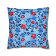 Botanical Floral Blue and Fuchsia - Decorative Pillow Cover