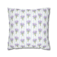 Lavender Bouquet with Light Blue Stripes - Decorative Pillow Cover