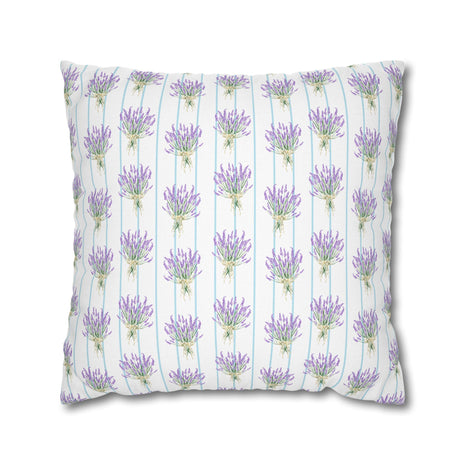 Lavender Bouquet with Light Blue Stripes - Decorative Pillow Cover