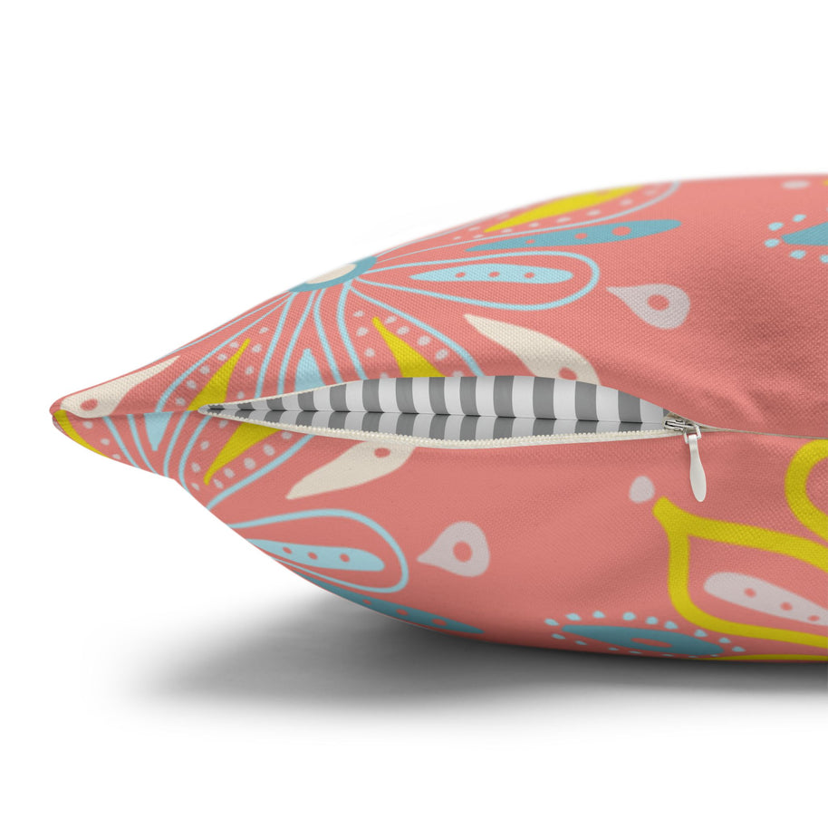 Hand Drawn Organic Pattern Yellow Blue and Pink - Decorative Pillow Cover