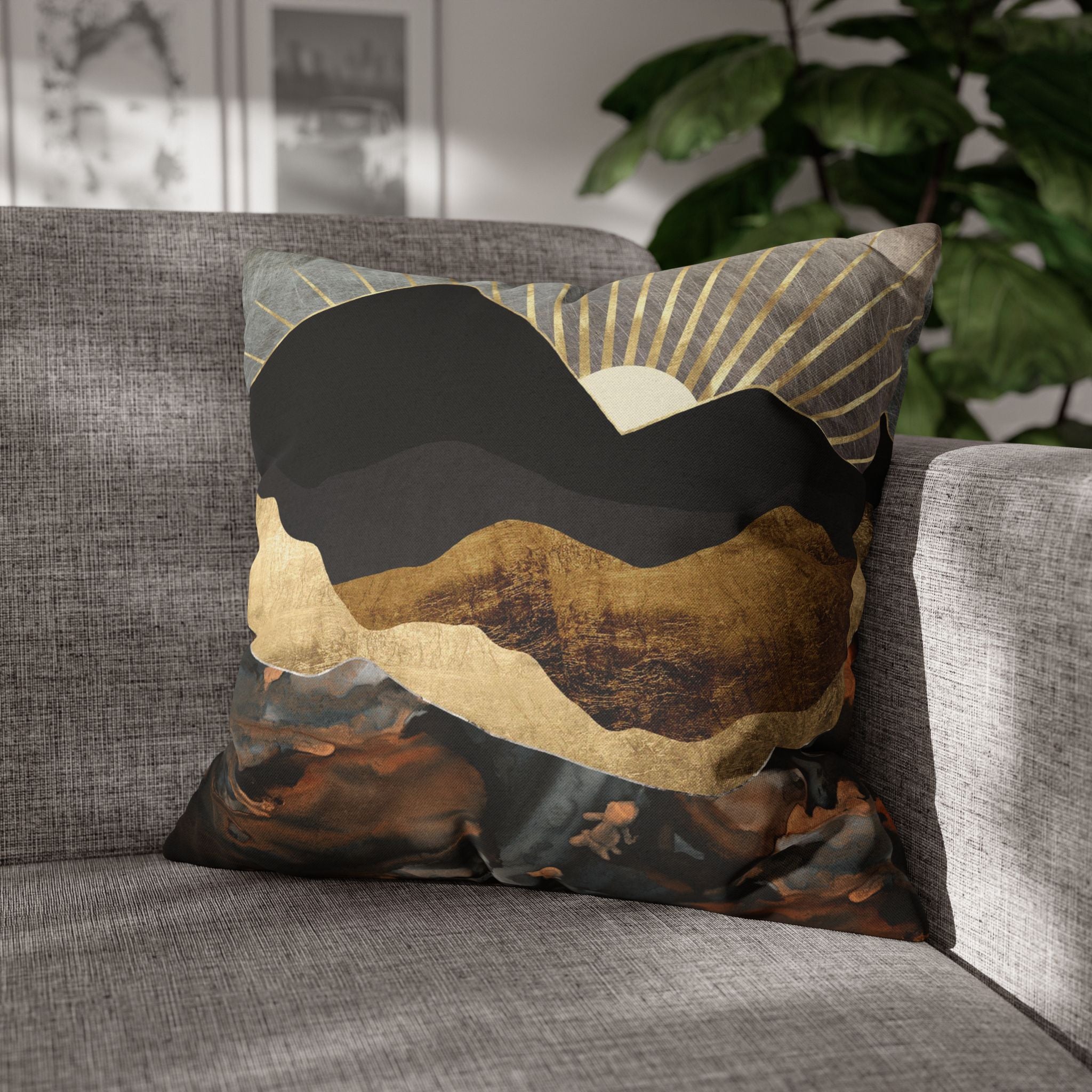 Copper and Gold Mountains - Decorative Pillow Cover