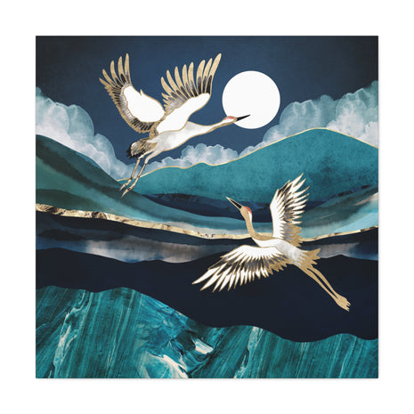 Midnight Cranes Matte Canvas, Stretched, No Frame