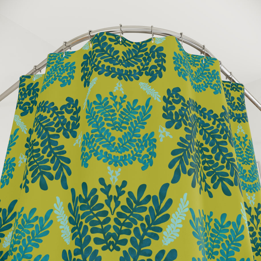 Teal Mint and Lime Botanical - Shower Curtain