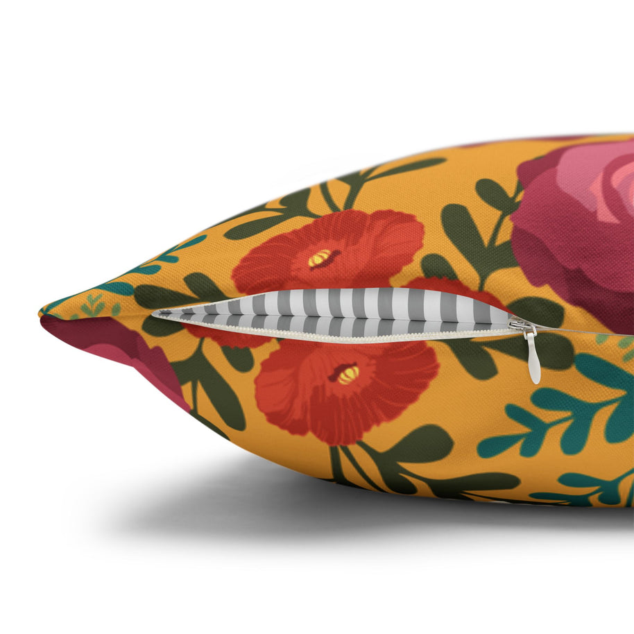 Vibrant Floral with Mustard - Decorative Pillow Cover