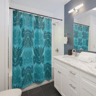 Blue Teal and Mint Botanical II - Shower Curtain