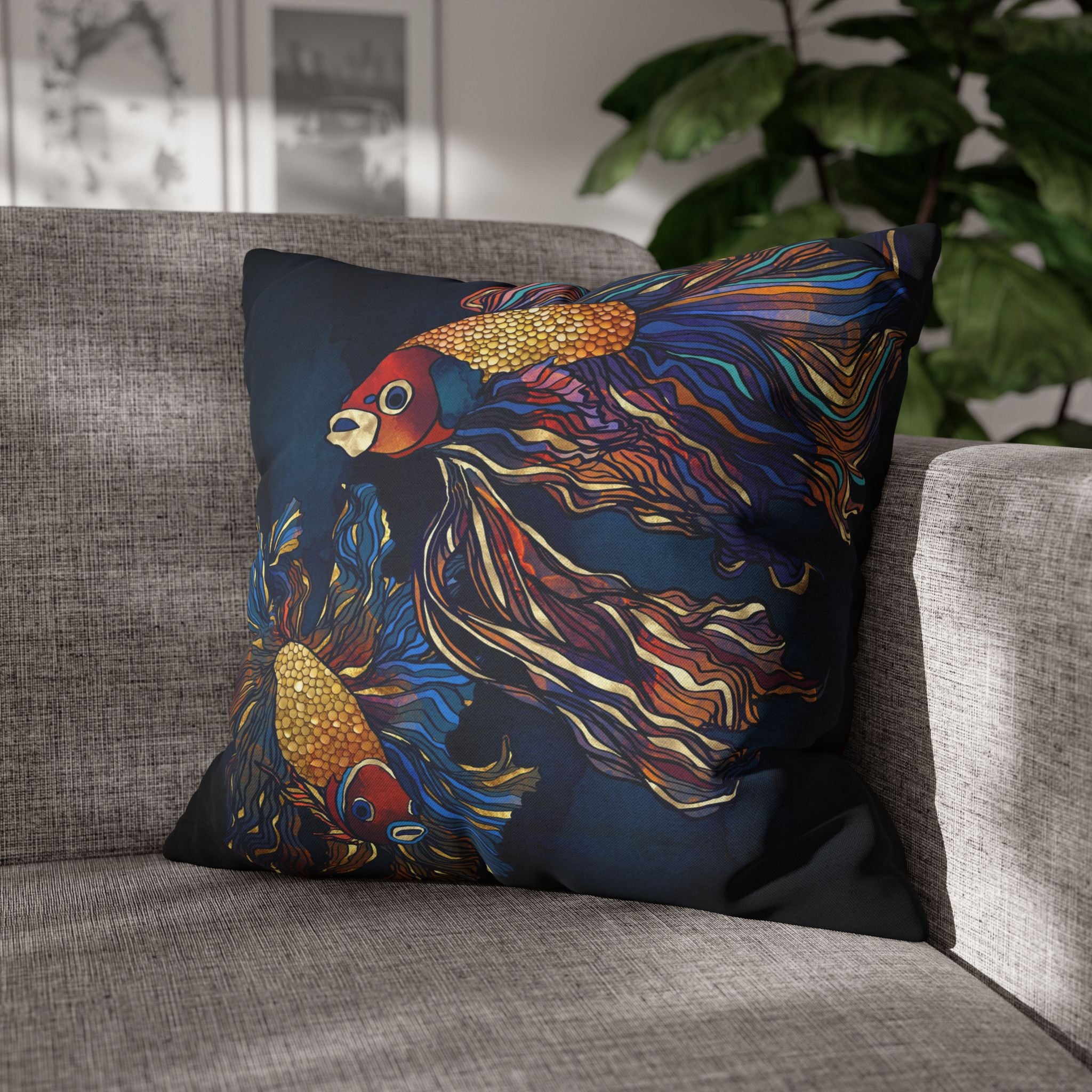 Metallic Betta Fish - Decorative Pillow Cover