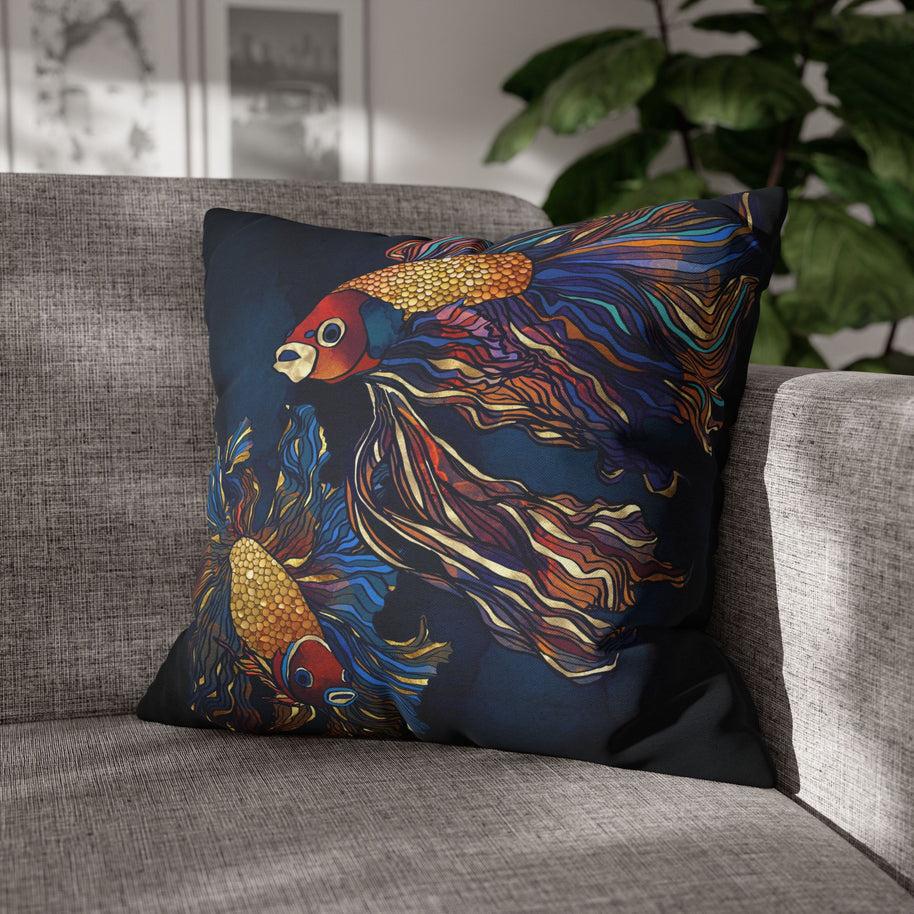 Metallic Betta Fish - Decorative Pillow Cover