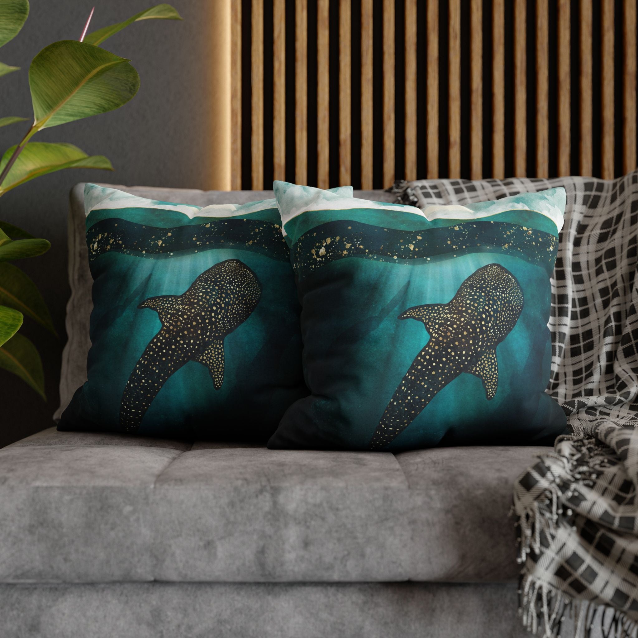 Metallic Whale Shark - Decorative Pillow Cover