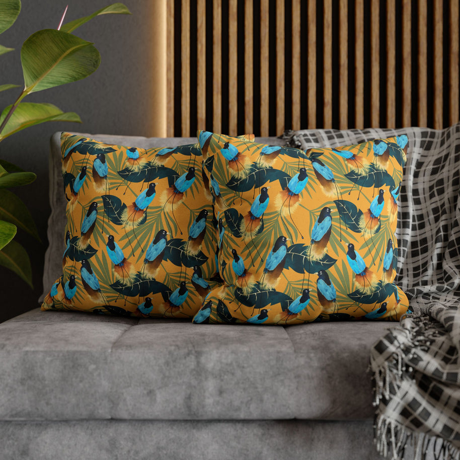 Birds of Paradise Botanical with Orange - Decorative Pillow Cover