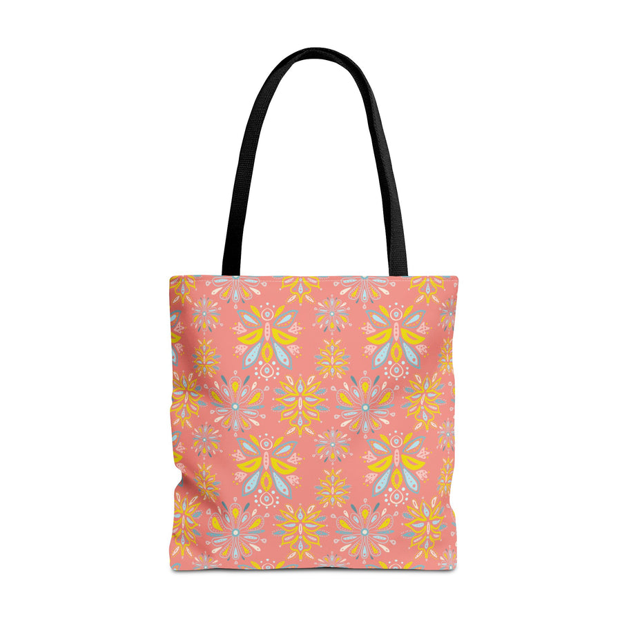 Hand Drawn Organic Pattern Yellow Blue and Pink - Tote Bag