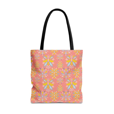Hand Drawn Organic Pattern Yellow Blue and Pink - Tote Bag