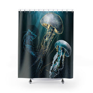 Metallic Jellyfish V - Shower Curtain