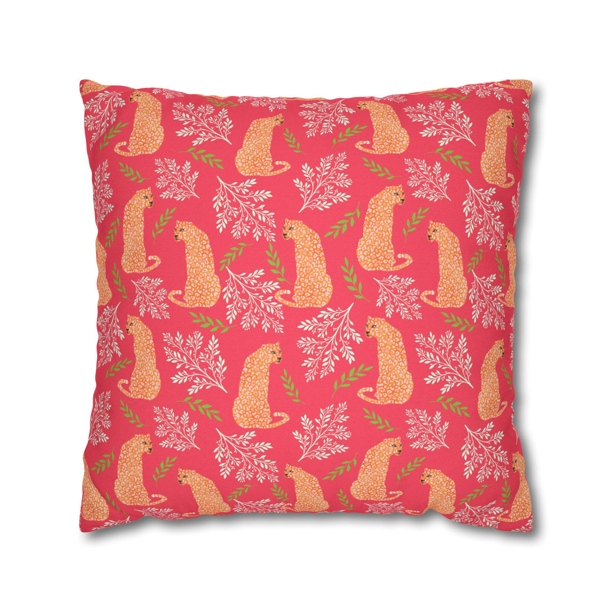 Botanical Leopard with Pink - Decorative Pillow Cover