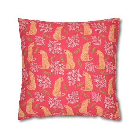 Botanical Leopard with Pink - Decorative Pillow Cover