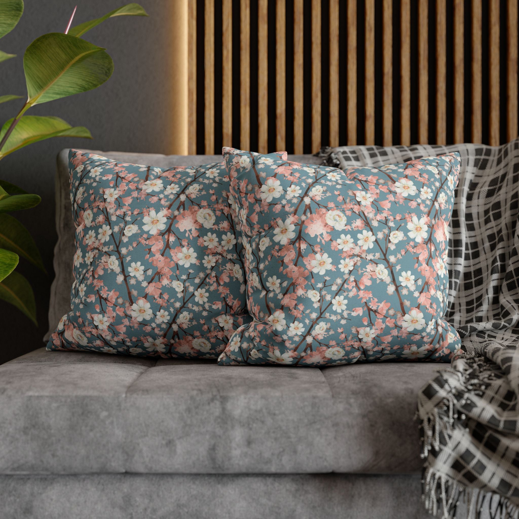 Botanical Blossoms with Blue - Decorative Pillow Cover