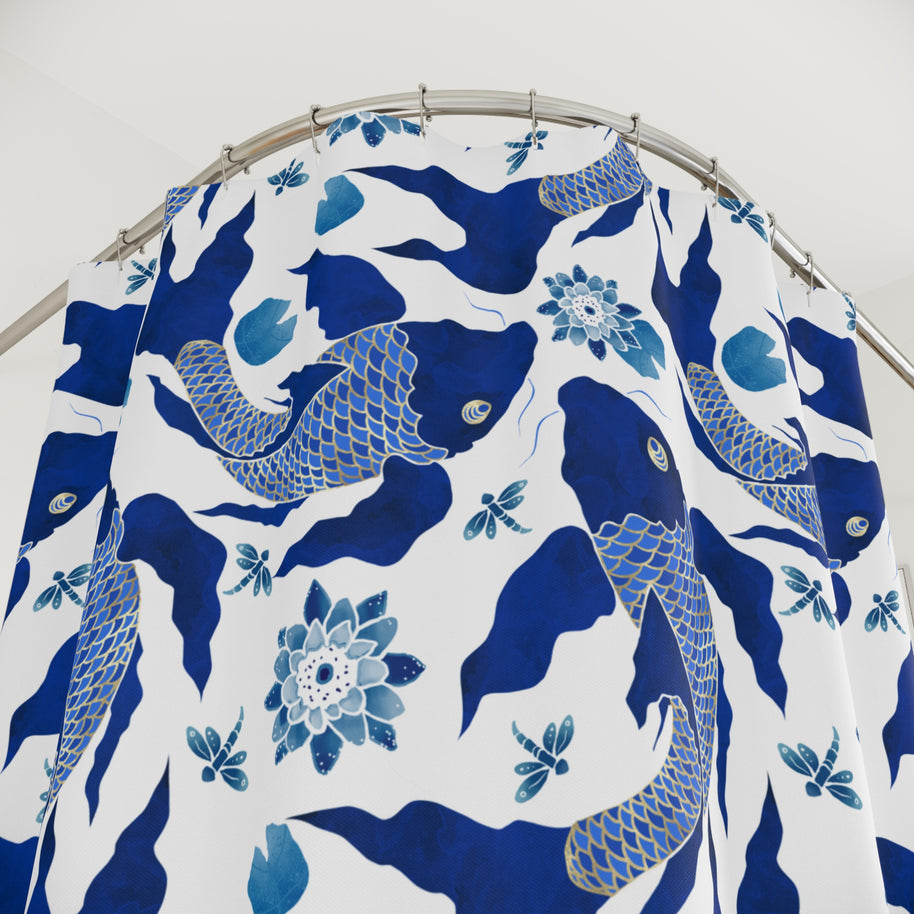 Koi Navy and White - Shower Curtain
