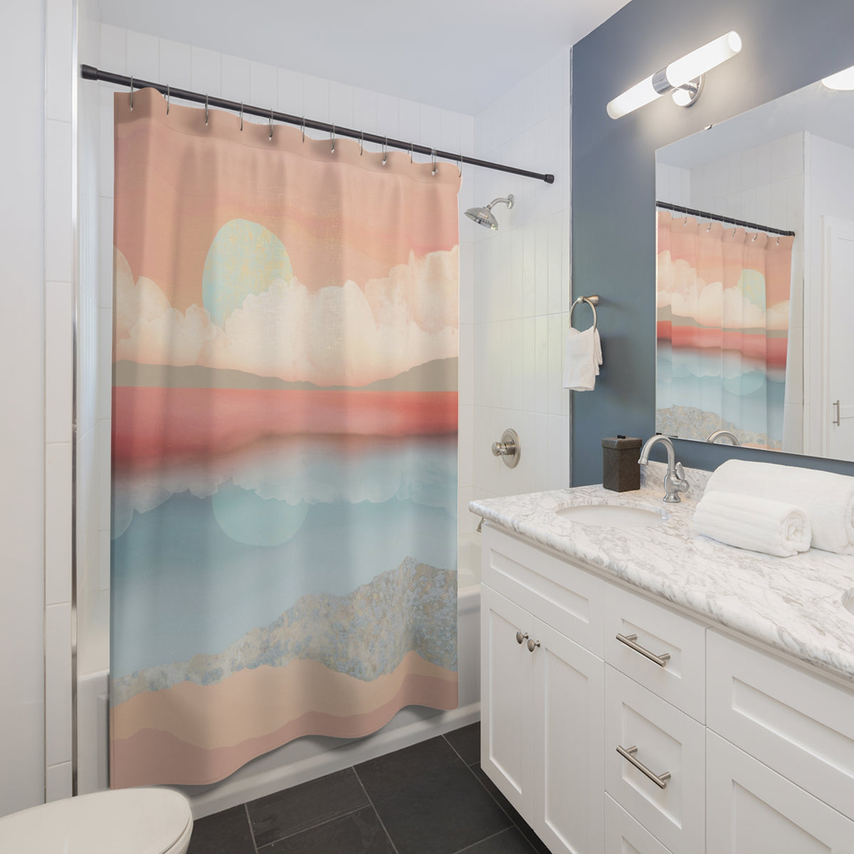 Mint Moon Beach - Shower Curtain