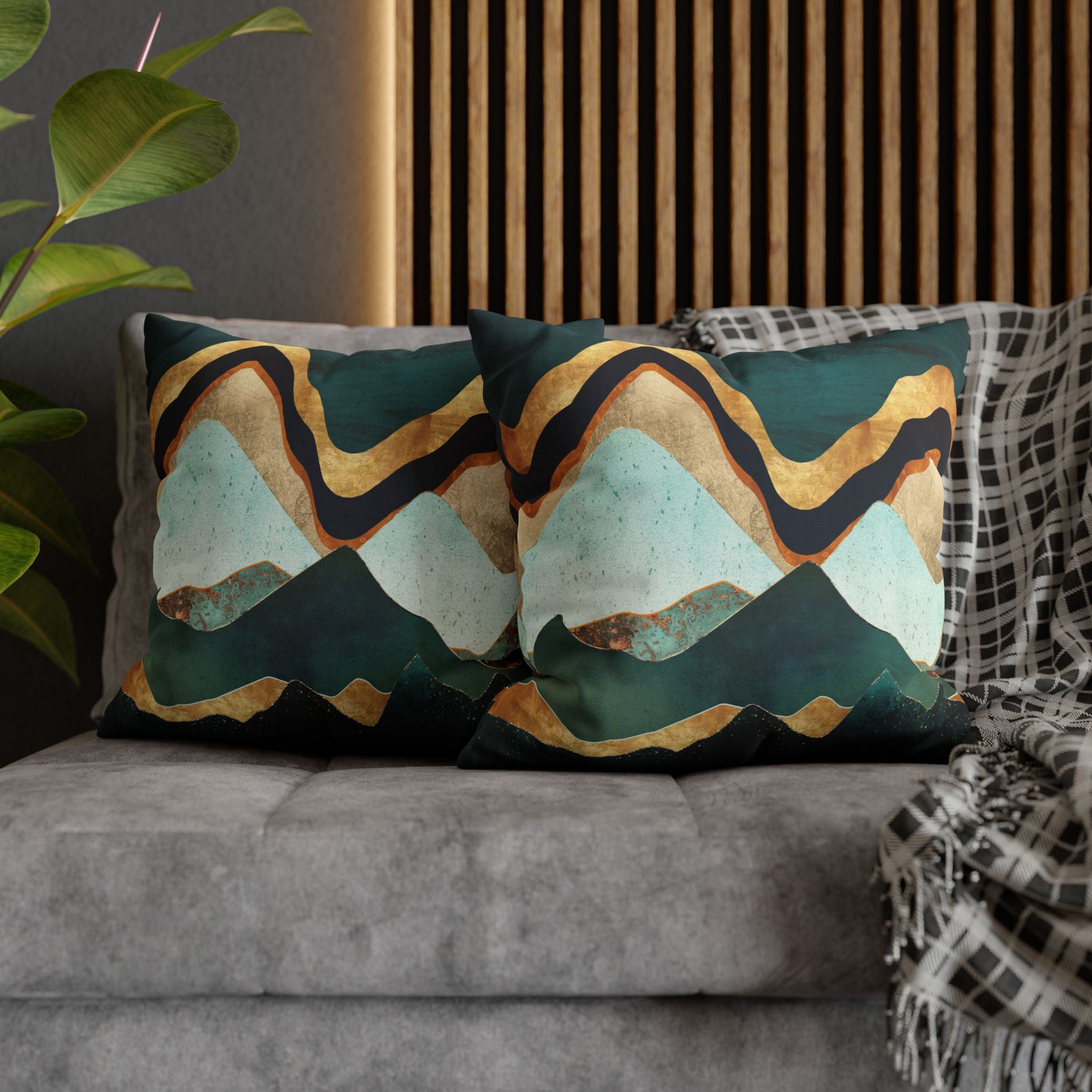 Velvet Copper Mountains - Decorative Pillow Cover