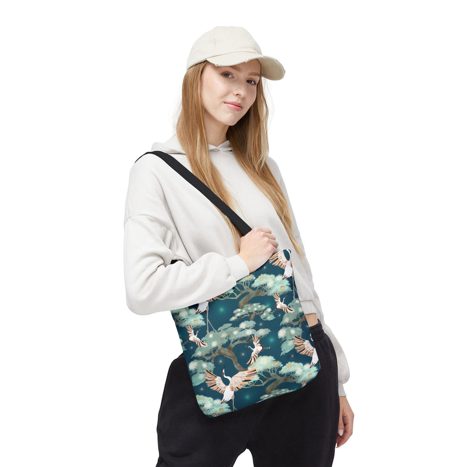 Crane and Bonsai with Teal - Tote Bag