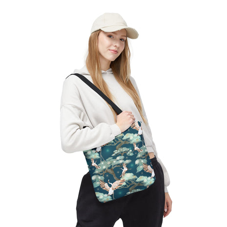 Crane and Bonsai with Teal - Tote Bag