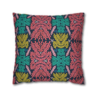 Pink Teal Blue and Mustard Botanical - Decorative Pillow Cover