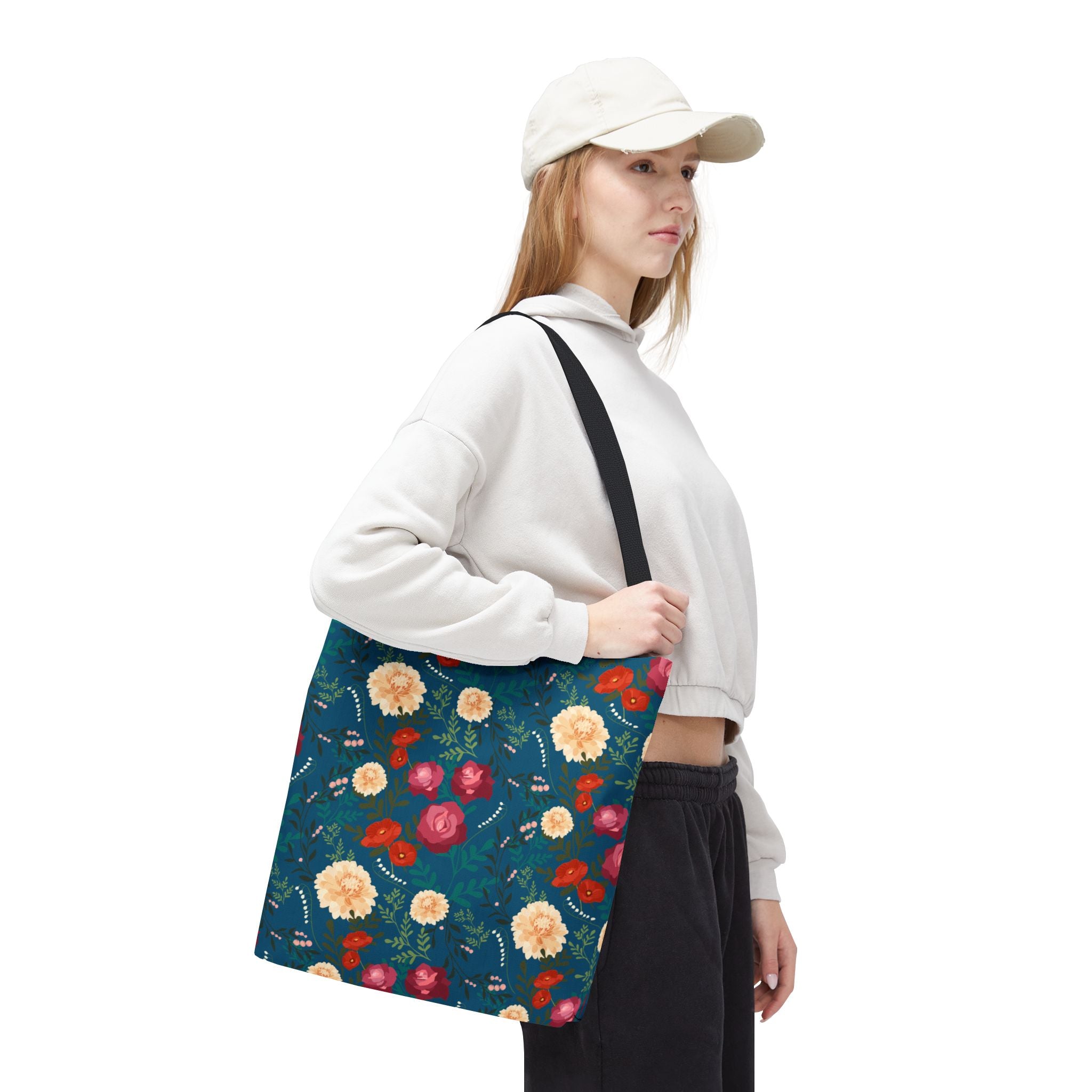 Vibrant Floral with Blue - Tote Bag