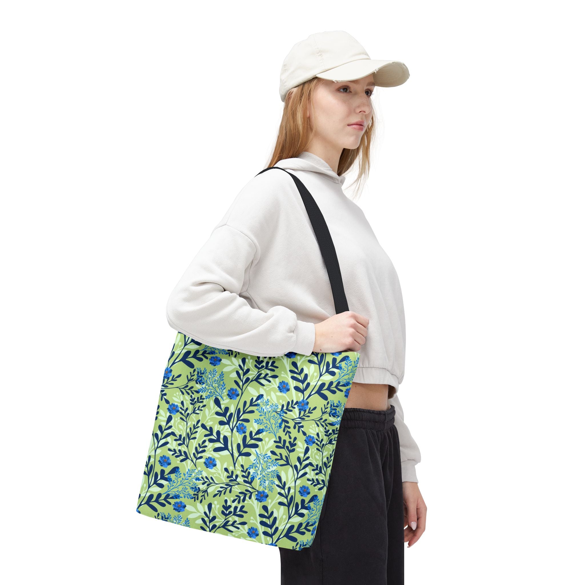 Botanical Floral Blue and Green - Tote Bag