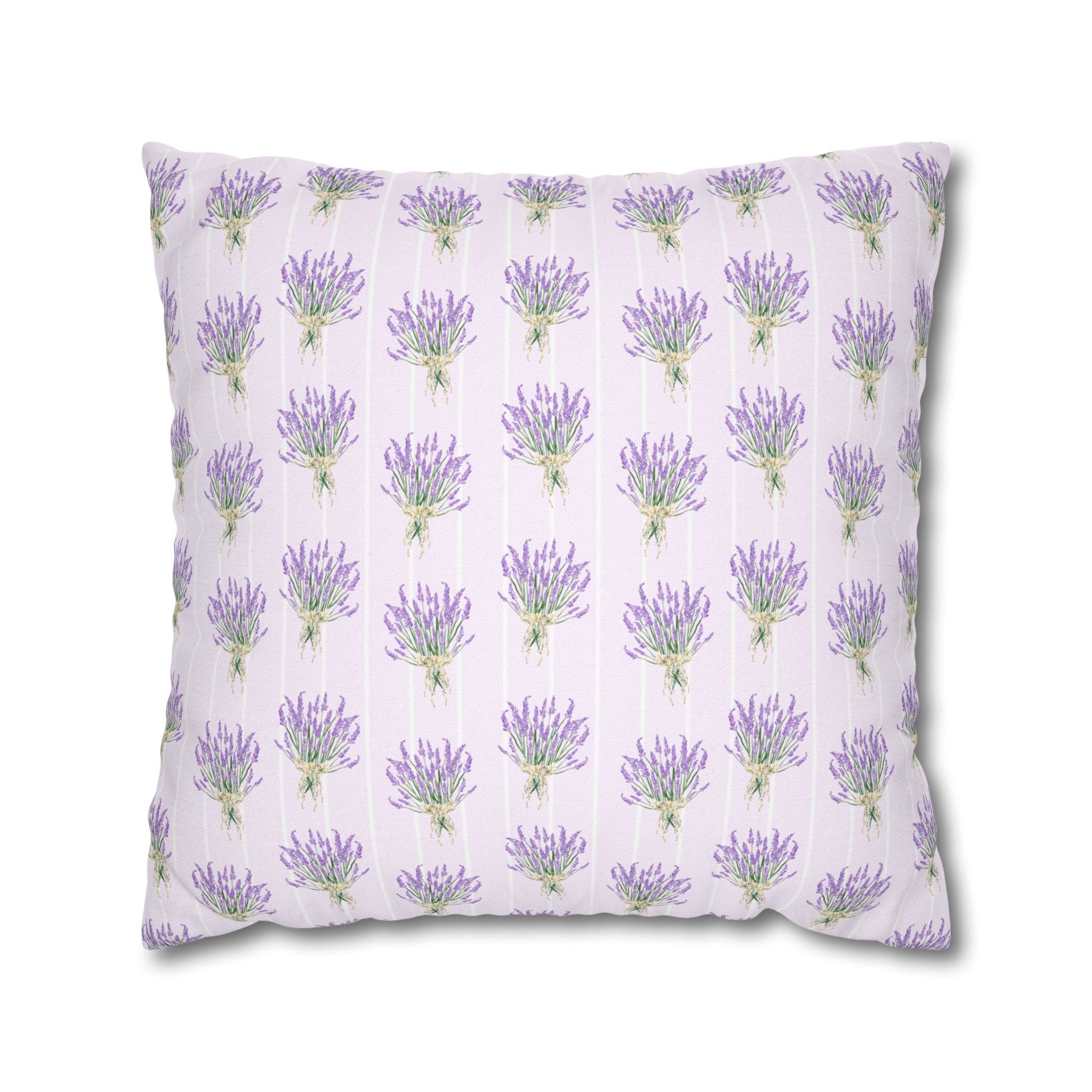 Lavender Bouquet with White Stripes - Decorative Pillow Cover