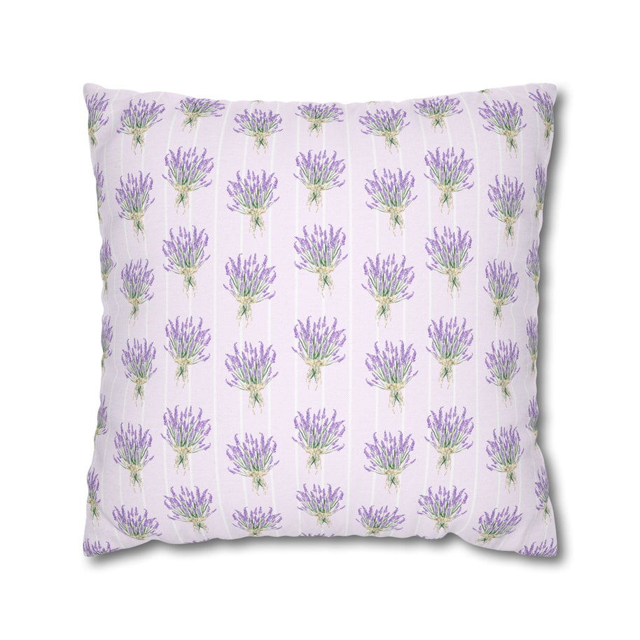 Lavender Bouquet with White Stripes - Decorative Pillow Cover