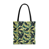 Botanical Navy Teal Green and Cream Tropical Motif - Tote Bag