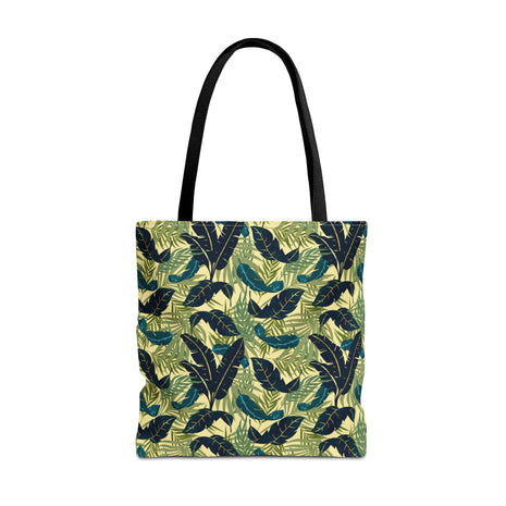 Botanical Navy Teal Green and Cream Tropical Motif - Tote Bag