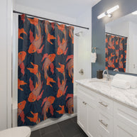 Koi Navy and Orange - Shower Curtain