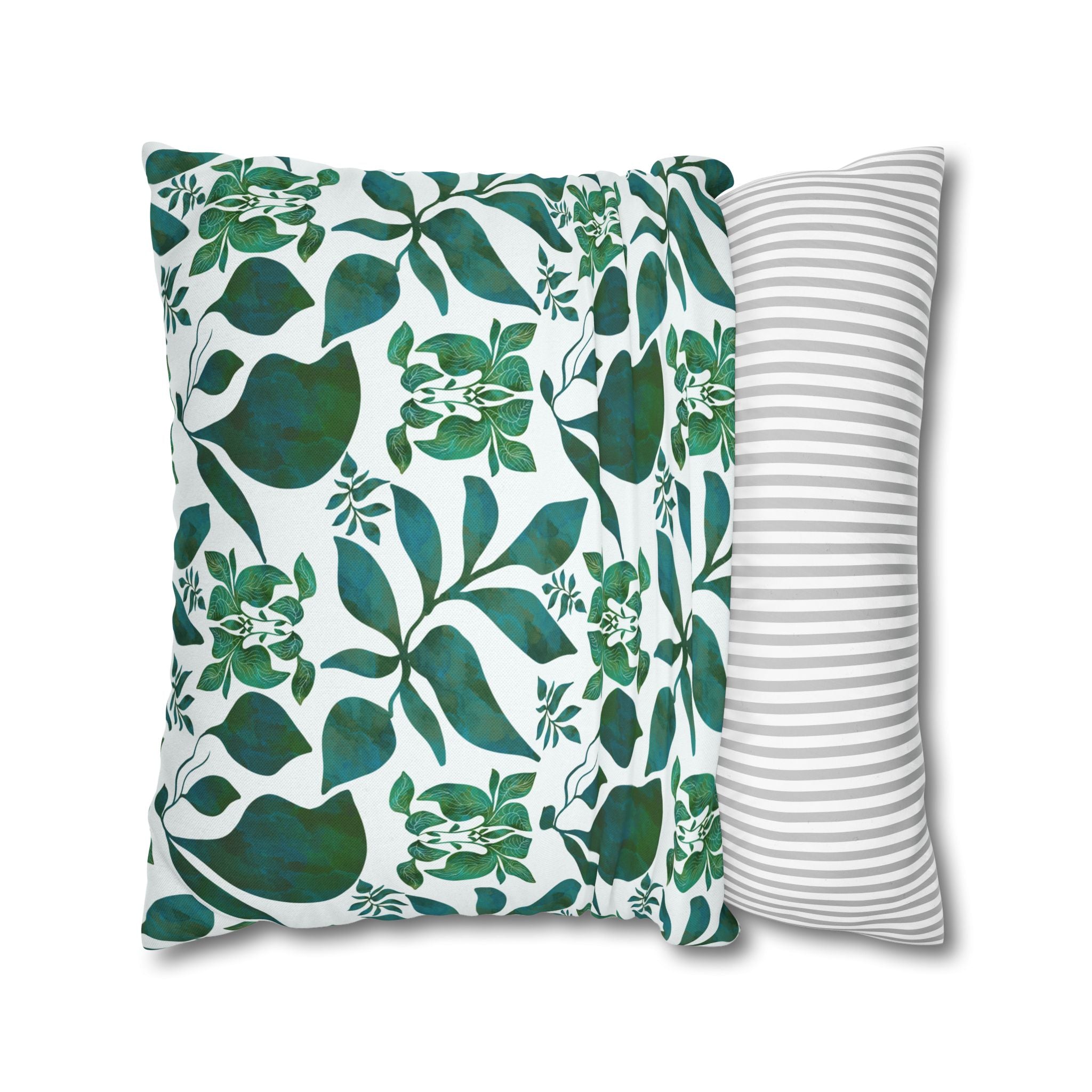 Organic Shapes Botanical Blue and Green - Decorative Pillow Cover