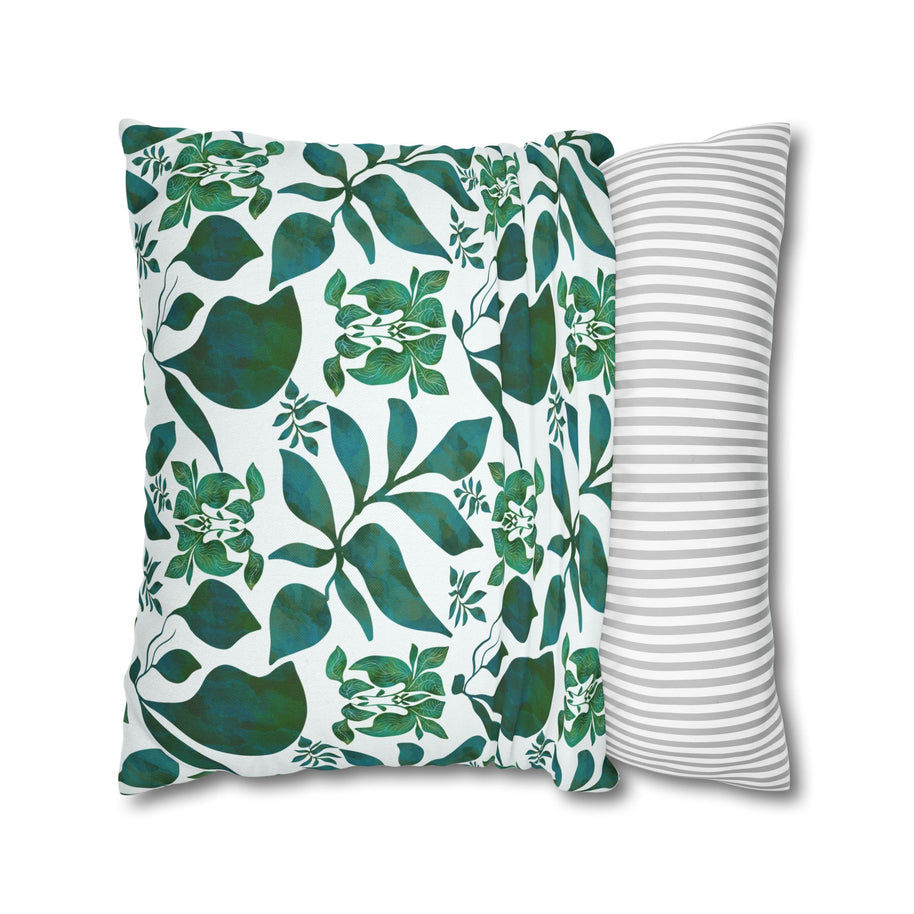 Organic Shapes Botanical Blue and Green - Decorative Pillow Cover