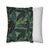 Botanical Navy Teal and Green Tropical Motif - Decorative Pillow Cover