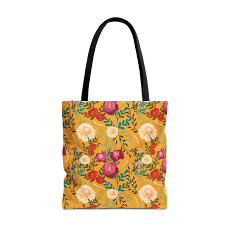 Vibrant Floral with Mustard - Tote Bag