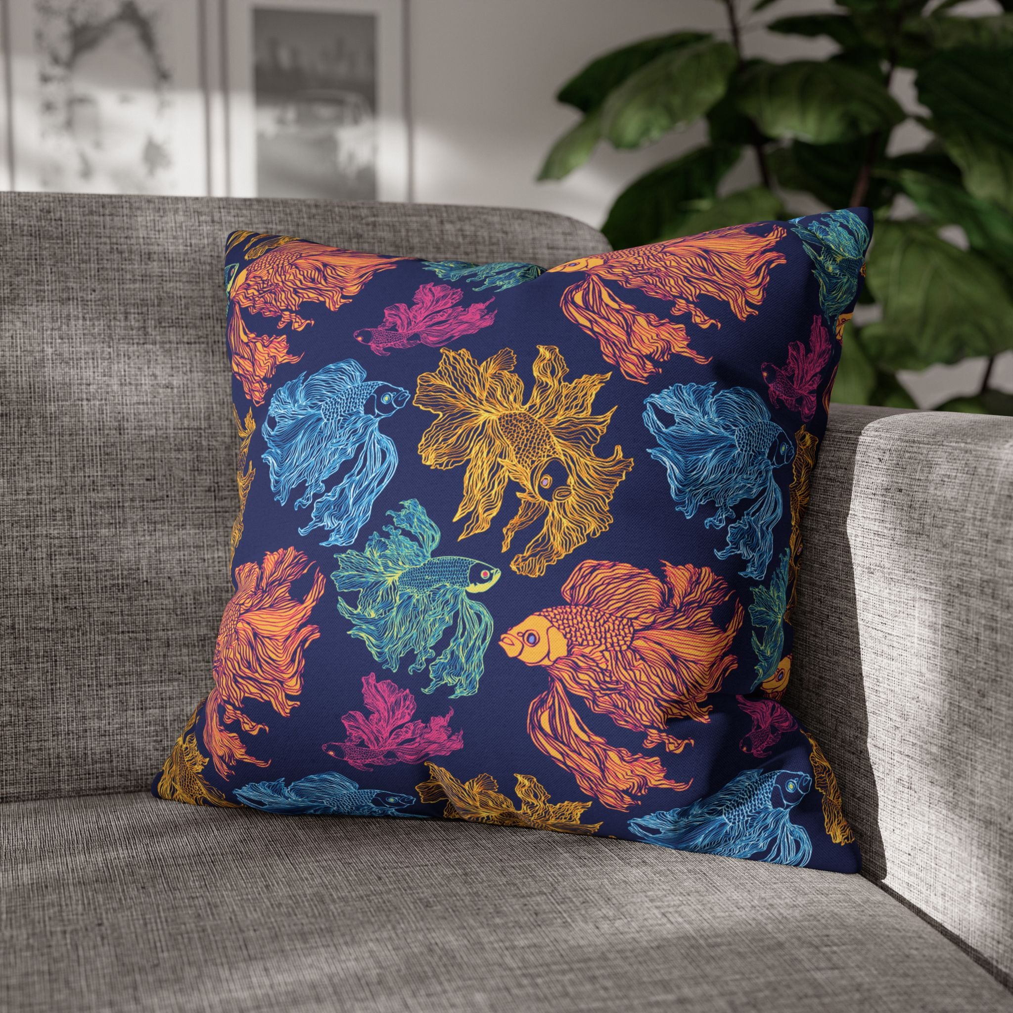 Betta Fish Pattern-Color Pop Version - Decorative Pillow Cover