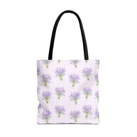 Lavender Bouquet with White Stripes - Tote Bag