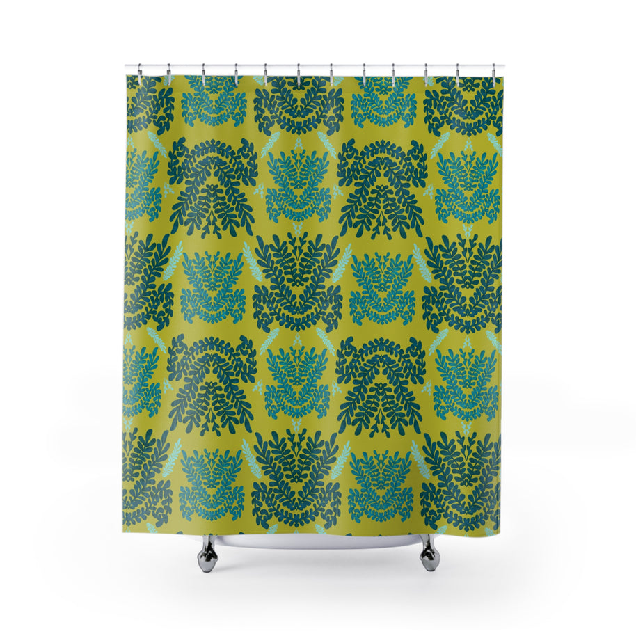 Teal Mint and Lime Botanical - Shower Curtain