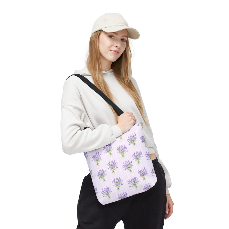 Lavender Bouquet with White Stripes - Tote Bag