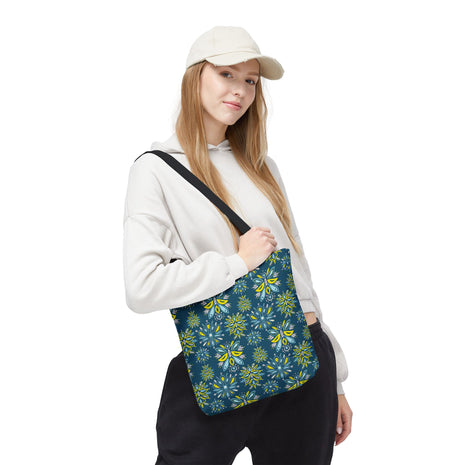 Hand Drawn Organic Pattern Yellow Blue Pink and Navy - Tote Bag