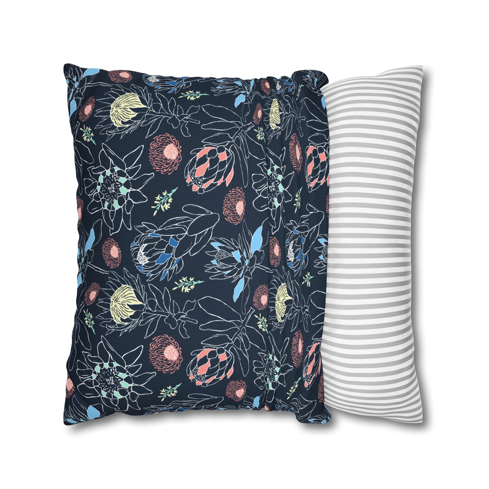 Proteas with Navy and Color Pop - Decorative Pillow Cover