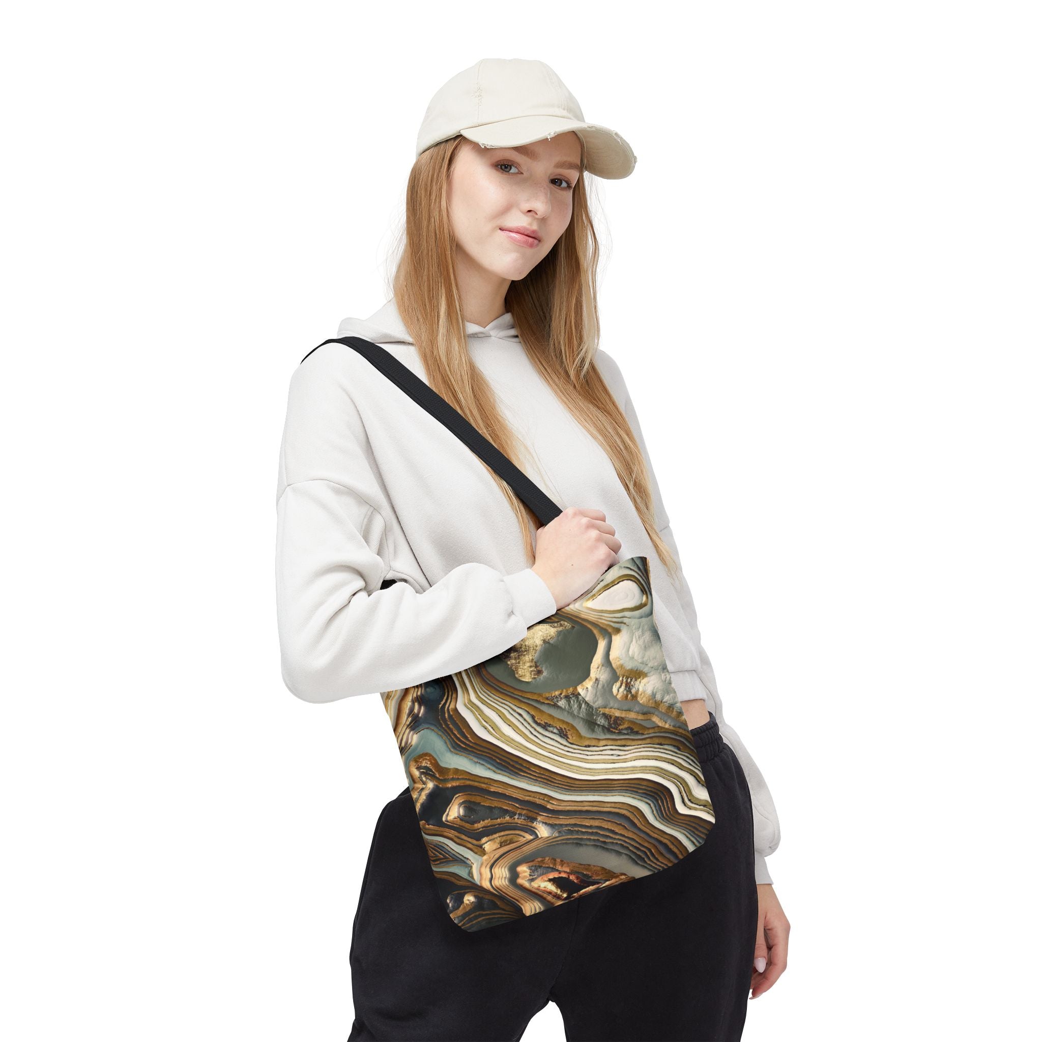 White Gold Agate Abstract - Tote Bag