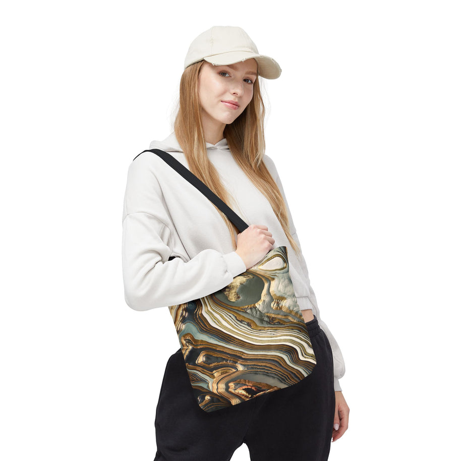 White Gold Agate Abstract - Tote Bag